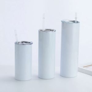 Gobelet isotherme à double paroi en acier inoxydable, 20oz 30oz, blanc, mince et droit, anti-fuite, pour sublimation, idéal pour cadeaux d'affaires - Product Image 2