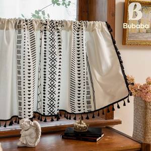 Rideaux courts en <span class=keywords><strong>toile</strong></span> imprimée à franges de style américain Bubaba en gros - Semi-occultants translucides <span class=keywords><strong>pour</strong></span> baies vitrées - Product Image 6