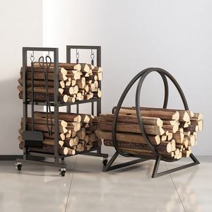 Support à bois de chauffage <span class=keywords><strong>pour</strong></span> cheminée - Support de rangement <span class=keywords><strong>pour</strong></span> bûches en métal robuste <span class=keywords><strong>pour</strong></span> une utilisation en intérieur et en extérieur - Product Image 5