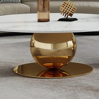 Ensemble de tables basses de salon au design moderne, base sphérique en métal doré de luxe, table basse pour hôtel, appartement, ensemble de tables à thé