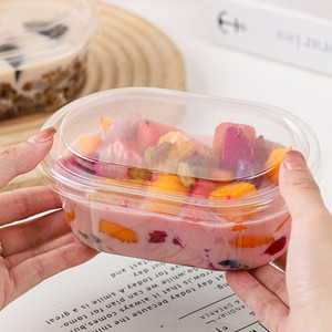 Transparent clear Cheese Ice Cream Fruit <strong>Cake</strong> Mousse Packaging Box <strong>Container</strong> <strong>Rectangle</strong> PET Oval Plastic Package Box with Lid - Product Image 2