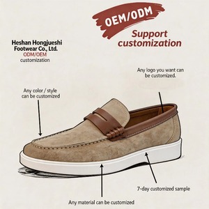 Mocasines de Cuero de Gamuza Hechos a Mano para Hombre, Zapatos Casuales de Negocios Sin Cordones - Product Image 1