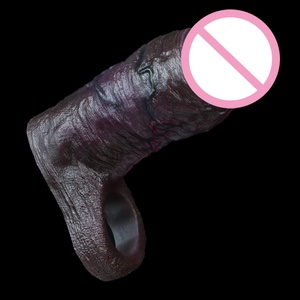Anillo para Pene de Silicona, Alargador de Pene, Juguetes Sexuales para Hombres, Retrasa la Eyaculación, Funda Realista para Pene Negra para Parejas - Product Image 1