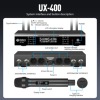 Microphone Dynamique Professionnel UX-400 UHF Sans Fil Rechargeable 4 Canaux XLR Omnidirectionnel Boîtier Métallique pour Scène d'Église