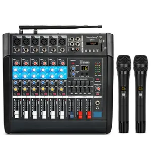 Depusheng GM7X Professional Built-in Powerful Amplifier Equipped with 2 Wireless Microphones 6 Channel Audio Mixer