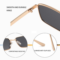 Lunettes de soleil rectangulaires fines en métal doré pour hommes et femmes, monture filaire, branches gravées, protection UV400, idéales pour la conduite quotidienne