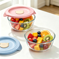 Boîte à lunch ronde empilable en verre borosilicate de haute qualité, étanche et hermétique, pour le stockage des aliments
