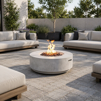 Brasero rectangulaire gris foncé en béton au gaz naturel, 30 pouces, 40 000 BTU, table de feu extérieure autoportante, design écologique pour patios