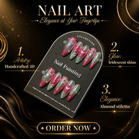 Faux ongles press-on faits main B191, forme amande, couvrance totale, motif fleur rose vert perle pour doigts