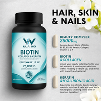 Capsules de biotine, collagène et kératine, complément beauté pour les cheveux, la peau et les ongles, 25000 mcg, complément alimentaire, OEM, étiquette privée