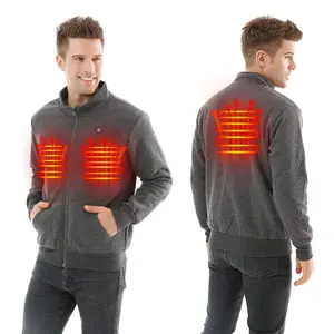 Wholesale 3 Levels Rechargeable Electric Zipper Heating Clothing Jacket Heated Hoodie with Battery Pack Autumn Winter