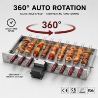 Support de barbecue rotatif automatique en gros avec 9 brochettes en U en acier inoxydable, alimentation USB, personnalisable OEM