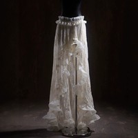 SS2489 Nouvelle Collection Haute Couture – Ensemble Deux Pièces Femme : Haut Bustier en Dentelle Coquillage et Jupe Midi Irrégulière pour Vacances d'Été