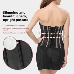 Corset amincissant et gainant professionnel à rayures noires, style européen et américain, avec fermeture éclair, effet push-up et sans coutures - Product Image 3