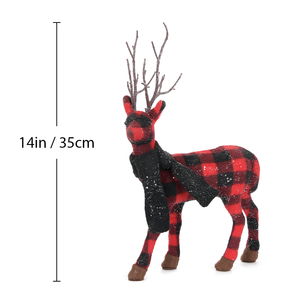 35cm Red Checkered Standing Elk Holiday Room Ornament for <b>Xmas</b> Tree Setup Hot Sale Commercial Supplier Premium Grade - Product Image 3
