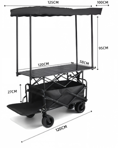 Carrito Plegable de Acero de Gran Capacidad con Toldo Desmontable, Vagoneta Utilitaria para Exteriores, Portátil para Campamentos y Mercados Nocturnos - Product Image 4