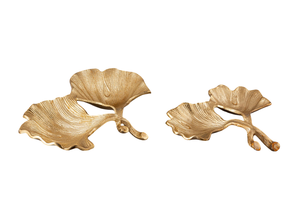 Plateau décoratif en métal argenté et doré fait à la main nouveauté plateau de service au design de feuille d'or pour la vaisselle de salle de bain à la maison - Product Image 5