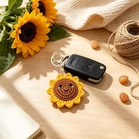 Gantungan Kunci Bunga Smiley Rajutan Tangan, Aksesoris Tas, Hadiah, Suvenir, Dekorasi