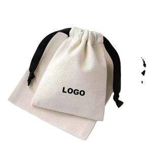 Sac à bijoux en toile de coton doux et petit, avec cordon de serrage, prix d'usine, personnalisable - Product Image 1