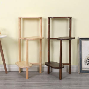 モダンパインウッド3層植物スタンドパウダーコーティング木製コーナーディスプレイラック家庭用苗床用フラワーポット棚リビングガーデン - Product Image 5