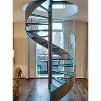 Kit d'escalier en colimaçon extérieur moderne pour villa, en acier et bois, personnalisable, avec colonne centrale pour grenier