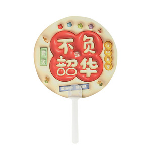 3D Expandable Handheld Fan With Inspirational Text <b>Mini</b> Portable Fan For Students Random Style Foldable Plastic Battery Powered - Product Image 4
