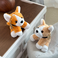 Chiot mignon en peluche poupée 10cm en peluche porte-clés Corgi pendentif Couple sac suspendu ornement pour les amis