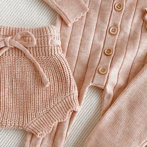 Combinaison en tricot côtelé pour bébé Faye, rose limonade, combinaison côtelée, <span class=keywords><strong>layette</strong></span> personnalisée en dentelle pour vêtements de nouveau-né, bouton, vêtements d'hiver - Product Image 3