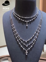 Collier tennis personnalisé multi-styles à 3 rangs de 45 pouces avec diamants de laboratoire sertis à griffes, en or blanc 10K 14K 18K, bijoux fins pour mariage et fête