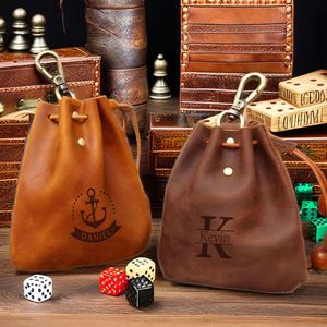 Genuine Leather D&D Dice Bag <b>Lock</b>-<b>Portable</b> Modern Design for Board Games Engraving Via Embossing Printing Promotional Gift - Product Image 3