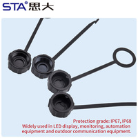 Conector Impermeable de Plástico IP67/IP68 con Rosca 7/16"-28UNS, Tapa Antipolvo, Junta Impermeable de Bayoneta, Carcasa Protectora