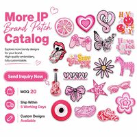 Patch Bordir Tempel Setrika Y2K Motif Lucu Pink Girly Hati Kupu-kupu Bunga Gitar Daisy Zebra Bintang Pita