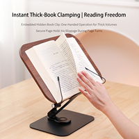 Boneruy R38 support de livre en bois personnalisé livre de cuisine coran lecture support de livre réglable avec 360 serre-livres de rotation pour la lecture