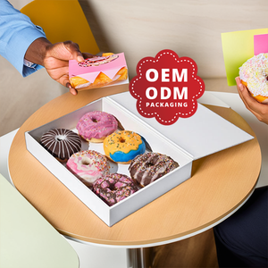 Caja de donuts de diseño personalizado para marcas de panadería con papel ecológico y materiales de calidad alimentaria - Product Image 1