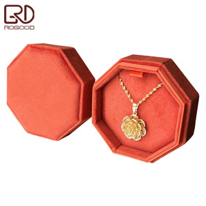 ROGOOD Lüks Turuncu Kadife Sekizgen Ambalaj Kutusu Takı Küpe Kolye Bilezik için Zarif Hediye Kutusu Tatil İçin P1989 - Product Image 1