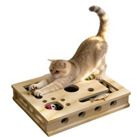 Jouet à gratter carré multifonctionnel en bois massif pour chat, amusant, auto-entretenant, anti-stress, stimulant l'intelligence, pour chat d'intérieur