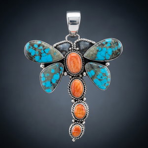 Pendentif en pierre taillée de haute qualité, turquoise corail, design unique, serti en argent sterling 925, fait main, par un tiers - Product Image 2