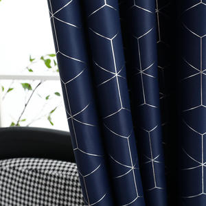 Rideaux occultants DaiRui en gros, imprimés à motifs géométriques, motif quadrillage argenté, œillets, isolation thermique, sur mesure, prêts à l'emploi - Product Image 2
