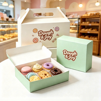 Boîtes à gâteaux ondulées de petite taille avec poignée, en matériaux recyclés de qualité alimentaire, avec logo personnalisé, pour l'emballage alimentaire