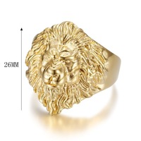 Anneaux de mode en acier inoxydable plaqué or 18 carats, bijoux personnalisés, anneaux hip-hop punk, anneaux de foi du roi lion pour homme, accessoires