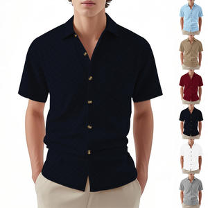 2025 verano Europeo Americano hombres camisa Casual nueva tendencia Slim Fit transpirable para Polo popelina tela al por mayor - Product Image 4