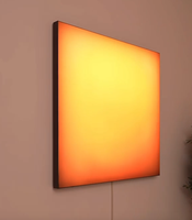 Boîte à lumière en acrylique à dégradé rouge, design moderne, avec base de support en bois, ambiance coucher de soleil, pour restaurant, café, bar, hôtel, ambiance magique