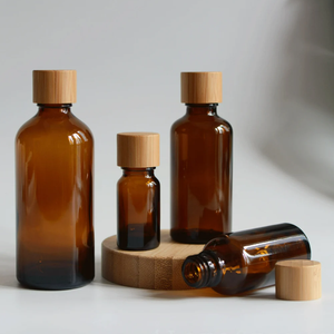 Luxury 1-100ml <strong>Amber</strong> <strong>Glass</strong> Spa Oil Container With Natural Bamboo Cap Essential Body Oil Refill Empty Oil <strong>Bottle</strong> - Product Image 3