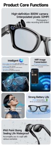 Nueva Versión L801, Lentes de Sol Inteligentes <span class=keywords><strong>con</strong></span> Cámara de 8MP para Video y Fotos, 4GB WiFi, Traducción <span class=keywords><strong>con</strong></span> IA ChatGPT - Product Image 3