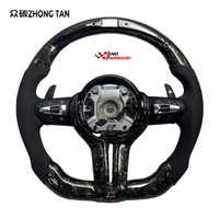 Volant sport en fibre de carbone avec 3 branches et poignée de 40 mm en cuir rouge Zhongtan, remplacement pour E60 F15 F90