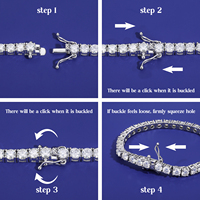 Gelang Tenis Moissanite untuk Wanita Pria Berlapis Emas Putih Perak Sterling S925 Warna D VVS1 Gelang Moissanite 2/3/4/5/6MM