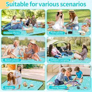 Couverture de camping d'extérieur, couverture de plage pliable portable avec sous-face imperméable et isolante thermique, couverture de pique-nique 200 x 200 cm - Product Image 5