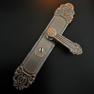 Poignée de porte de villa ancienne en laiton massif rouge au design moderne, quincaillerie de panneau haut de gamme pour entrées d'appartements de luxe - Product Image 6