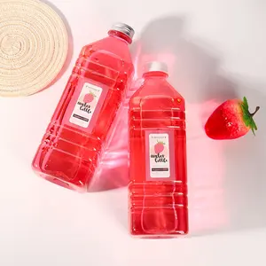 Botol Plastik Mewah untuk Jus Buah 16 Oz 500 Ml Persegi Plastik Susu Teh Botol Jus Boba