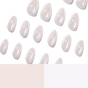 Faux ongles à presser à pois blanc laiteux, effet nacré, forme amande, brillants, réutilisables, pour femmes, nouveau kit simple d'ongles artificiels avec perles, référence 4411 - Product Image 4